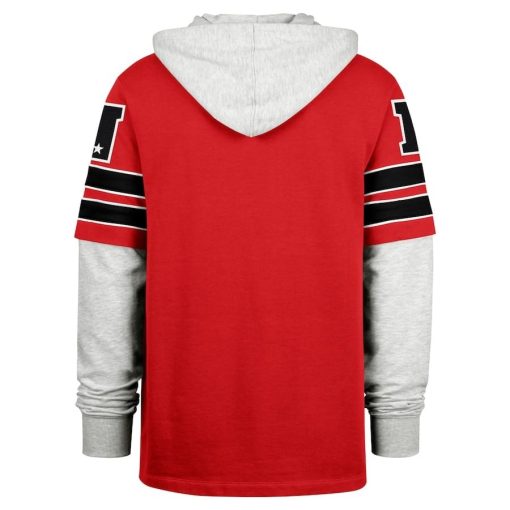 San Francisco 49ers ’47 Double Header Blitz Cornerback Pullover Hoodie – Scarlet - Image 3