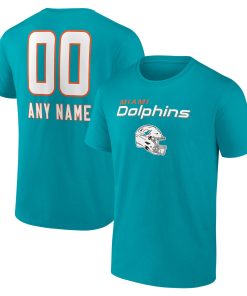 Miami Dolphins Personalized Name & Number Team Wordmark T-Shirt – Aqua