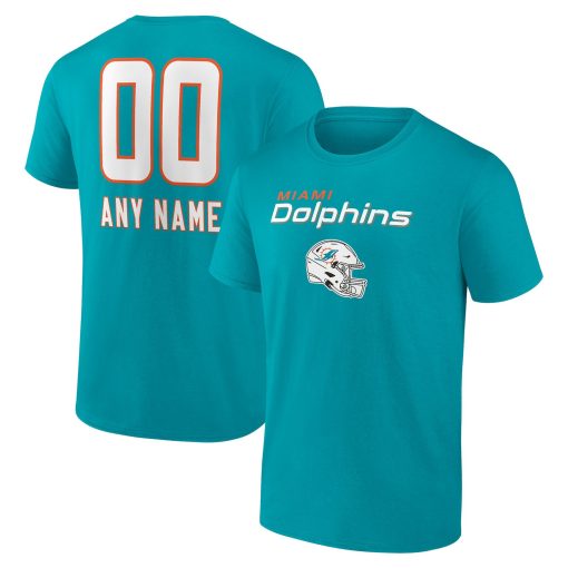 Miami Dolphins Personalized Name & Number Team Wordmark T-Shirt – Aqua