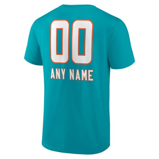 Miami Dolphins Personalized Name & Number Team Wordmark T-Shirt – Aqua - Image 3