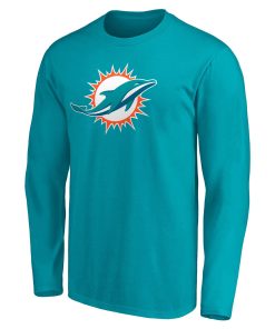 Alternative view of Miami Dolphins Team Authentic Personalized Name & Number Long Sleeve T-Shirt – Aqua