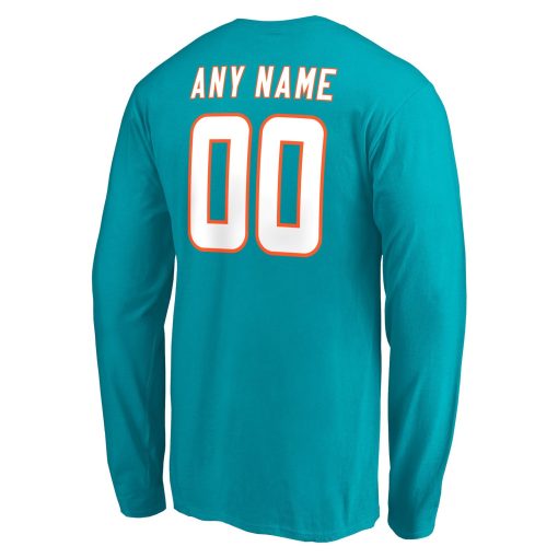 Miami Dolphins Team Authentic Personalized Name & Number Long Sleeve T-Shirt – Aqua - Image 3