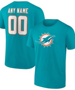 Miami Dolphins Team Authentic Personalized Name & Number T-Shirt – Aqua