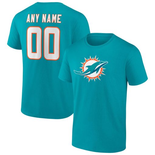 Miami Dolphins Team Authentic Personalized Name & Number T-Shirt – Aqua