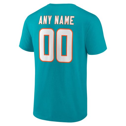 Miami Dolphins Team Authentic Personalized Name & Number T-Shirt – Aqua - Image 3