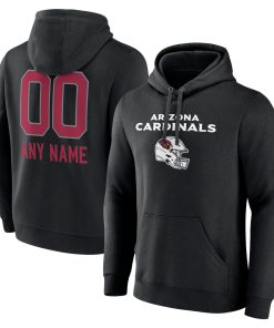 Arizona Cardinals Personalized Name & Number Team Wordmark Pullover Hoodie – Black