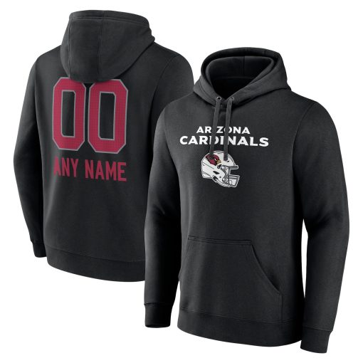 Arizona Cardinals Personalized Name & Number Team Wordmark Pullover Hoodie – Black