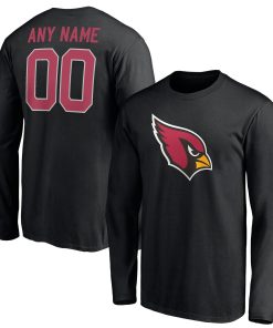 Arizona Cardinals Team Authentic Personalized Name & Number Long Sleeve T-Shirt – Black