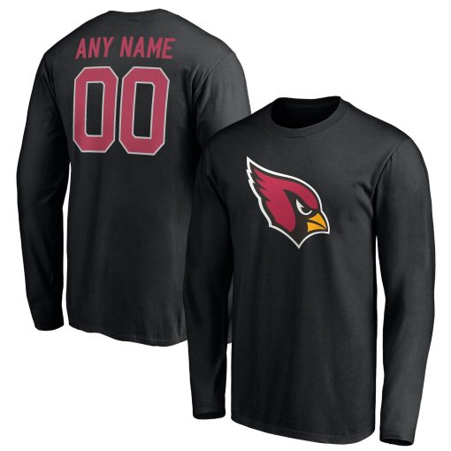 Arizona Cardinals Team Authentic Personalized Name & Number Long Sleeve T-Shirt – Black