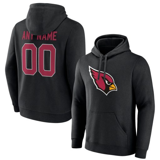 Arizona Cardinals Team Authentic Personalized Name & Number Pullover Hoodie – Black