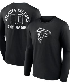 Atlanta Falcons Personalized Name & Number Monochrome Long Sleeve T-Shirt – Black