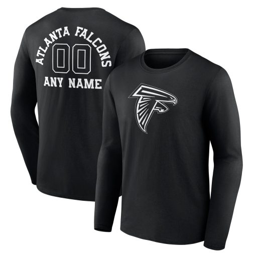 Atlanta Falcons Personalized Name & Number Monochrome Long Sleeve T-Shirt – Black