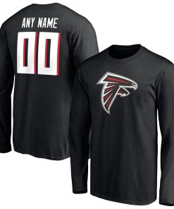 Atlanta Falcons Team Authentic Personalized Name & Number Long Sleeve T-Shirt – Black