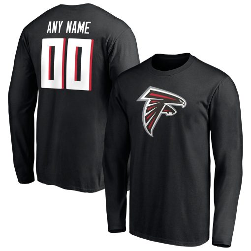 Atlanta Falcons Team Authentic Personalized Name & Number Long Sleeve T-Shirt – Black