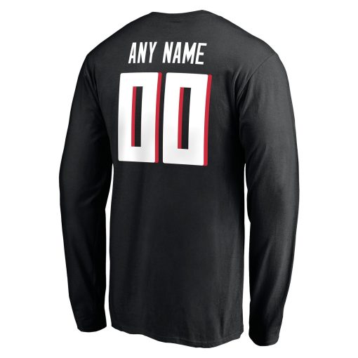 Atlanta Falcons Team Authentic Personalized Name & Number Long Sleeve T-Shirt – Black - Image 3