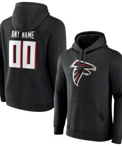 Atlanta Falcons Team Authentic Personalized Name & Number Pullover Hoodie – Black