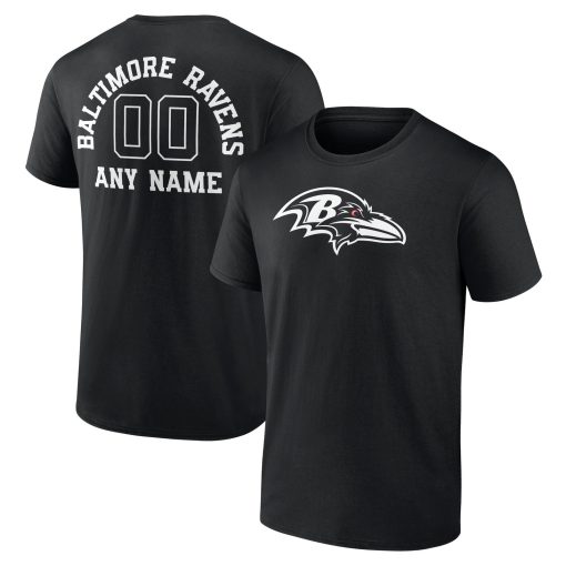 Baltimore Ravens Personalized Name & Number Monochrome T-Shirt – Black