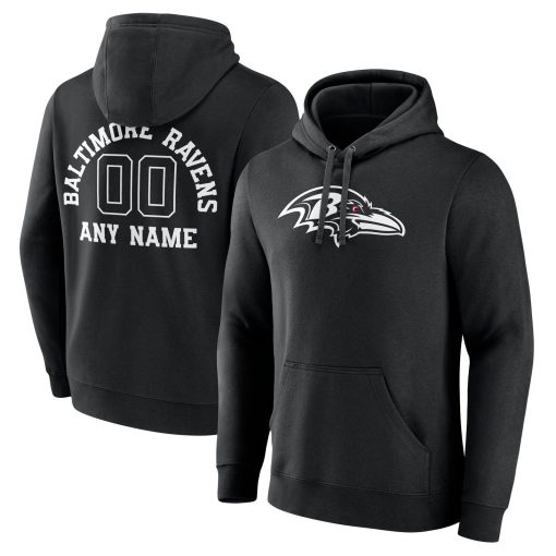 Baltimore Ravens Personalized Name & Number Pullover Hoodie – Black