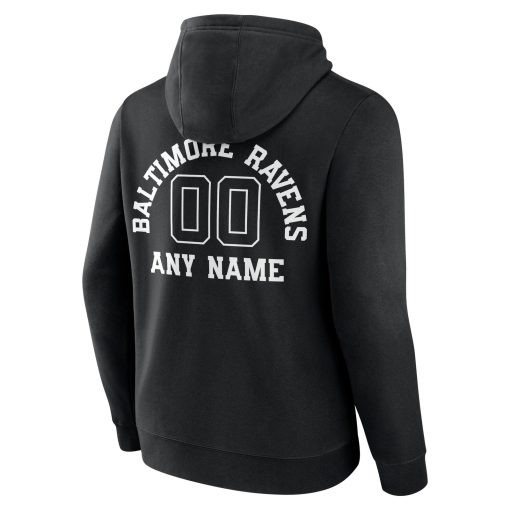 Baltimore Ravens Personalized Name & Number Pullover Hoodie – Black - Image 3