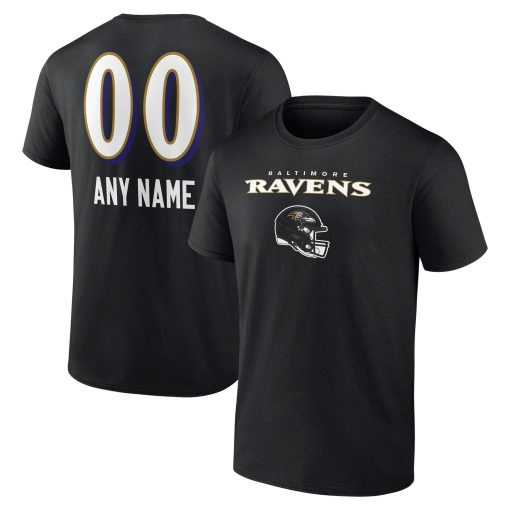Baltimore Ravens Personalized Name & Number Team Wordmark T-Shirt – Black