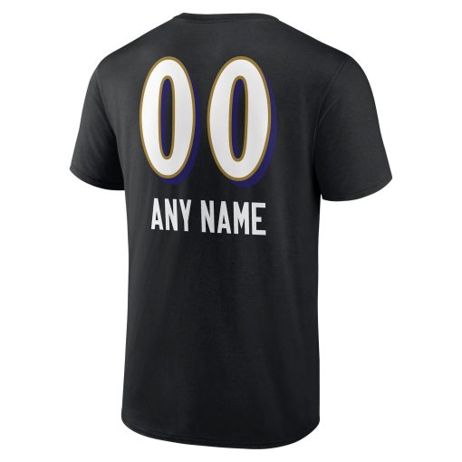 Baltimore Ravens Personalized Name & Number Team Wordmark T-Shirt – Black - Image 3