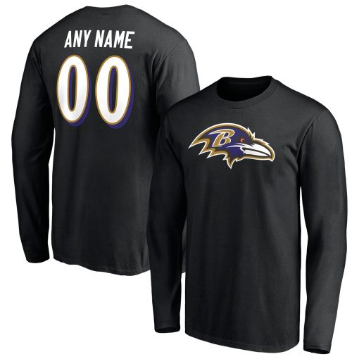 Baltimore Ravens Team Authentic Personalized Name & Number Long Sleeve T-Shirt – Black