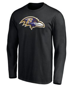 Alternative view of Baltimore Ravens Team Authentic Personalized Name & Number Long Sleeve T-Shirt – Black