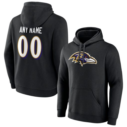 Baltimore Ravens Team Authentic Personalized Name & Number Pullover Hoodie – Black