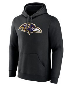 Alternative view of Baltimore Ravens Team Authentic Personalized Name & Number Pullover Hoodie – Black