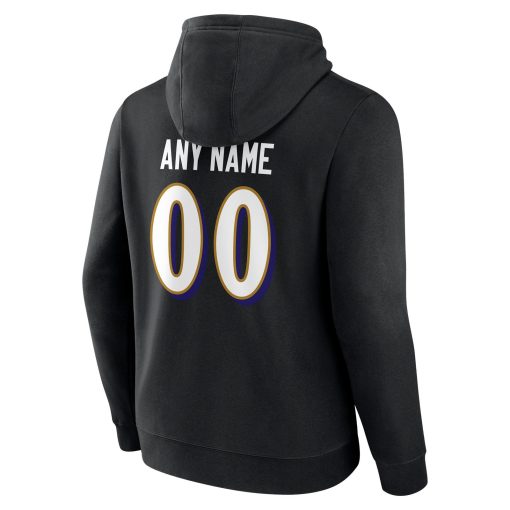 Baltimore Ravens Team Authentic Personalized Name & Number Pullover Hoodie – Black - Image 3