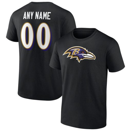Baltimore Ravens Team Authentic Personalized Name & Number T-Shirt – Black