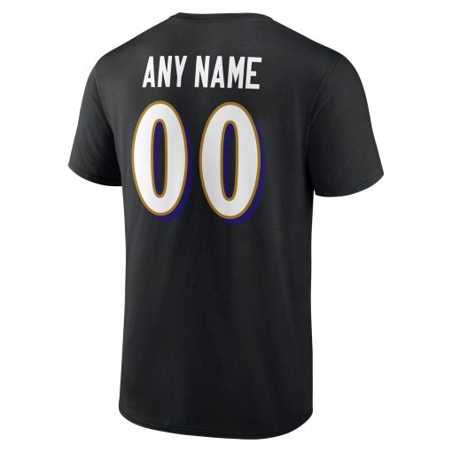 Baltimore Ravens Team Authentic Personalized Name & Number T-Shirt – Black - Image 3