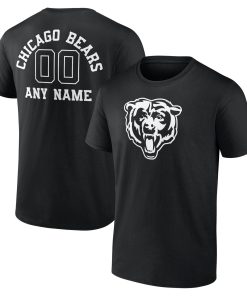 Chicago Bears Personalized Name & Number Monochrome T-Shirt – Black