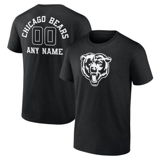 Chicago Bears Personalized Name & Number Monochrome T-Shirt – Black