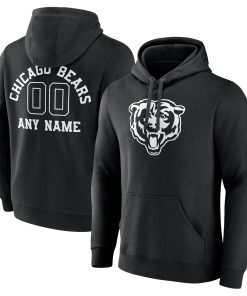 Chicago Bears Personalized Name & Number Pullover Hoodie – Black