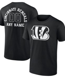 Cincinnati Bengals Personalized Name & Number Monochrome T-Shirt – Black