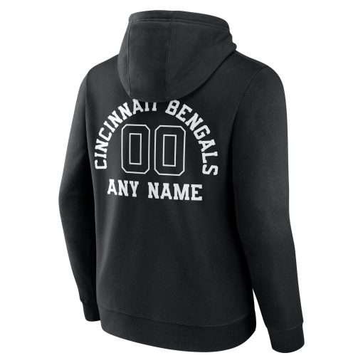 Cincinnati Bengals Personalized Name & Number Pullover Hoodie – Black - Image 3