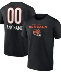 Cincinnati Bengals Personalized Name & Number Team Wordmark T-Shirt – Black