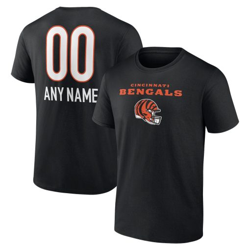 Cincinnati Bengals Personalized Name & Number Team Wordmark T-Shirt – Black