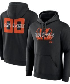 Cincinnati Bengals Stellar Personalized Name & Number Pullover Hoodie – Black