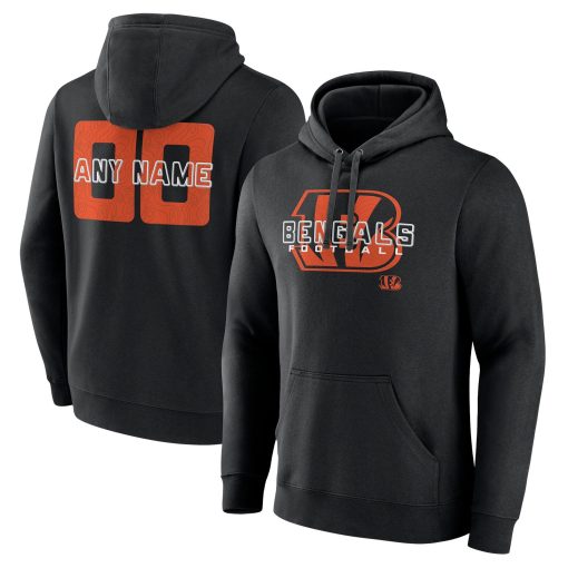 Cincinnati Bengals Stellar Personalized Name & Number Pullover Hoodie – Black