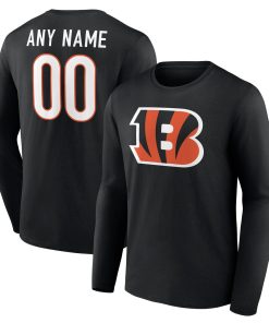 Cincinnati Bengals  Team Authentic Custom Long Sleeve T-Shirt – Black