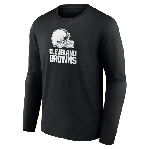 Cleveland Browns Personalized Name & Number Monochrome Long Sleeve T-Shirt – Black - Image 2