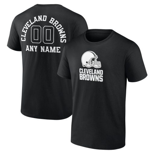 Cleveland Browns Personalized Name & Number Monochrome T-Shirt – Black
