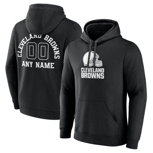 Cleveland Browns Personalized Name & Number Pullover Hoodie – Black