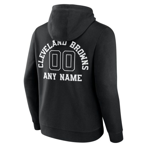Cleveland Browns Personalized Name & Number Pullover Hoodie – Black - Image 3