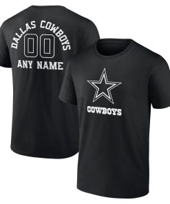 Dallas Cowboys Personalized Name & Number Monochrome T-Shirt – Black