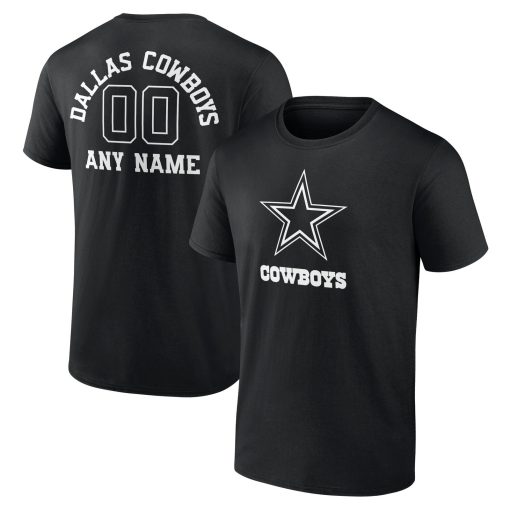 Dallas Cowboys Personalized Name & Number Monochrome T-Shirt – Black