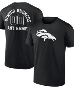 Denver Broncos Personalized Name & Number Monochrome T-Shirt – Black