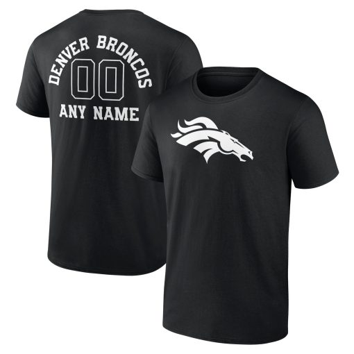 Denver Broncos Personalized Name & Number Monochrome T-Shirt – Black